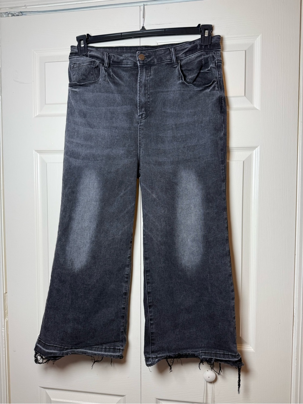 Risen Women's‎ Dark Gray High Rise Wide Crop Jeans RDP5167